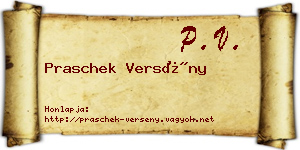 Praschek Versény névjegykártya